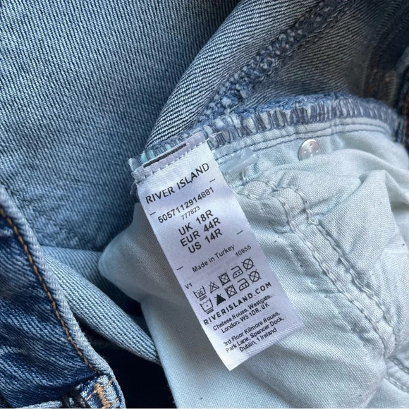 River Island flare jeans high rise sculpt raw hem plus size 14 new - Picture 4 of 13